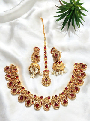 Necklace set made in zircon quality with Jhumki bindi 