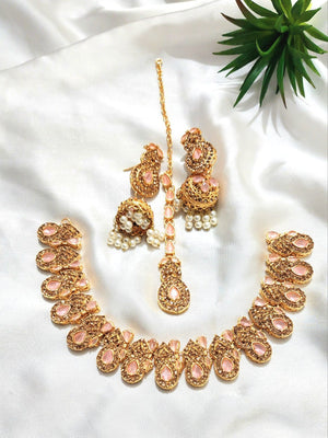Necklace set made in zircon quality with Jhumki bindi 