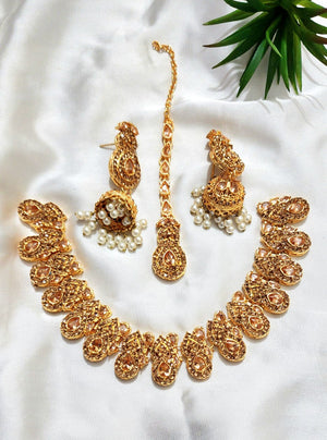 Necklace set made in zircon quality with Jhumki bindi 