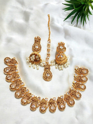 Necklace set made in zircon quality with Jhumki bindi 