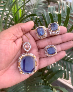 goldplated real stones combo set